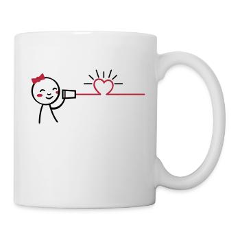 love tin can telephone couple shirt - girl - Tasse - Weiß - Rechts