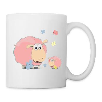 Rosa Schafe - Tasse - Weiß - Rechts