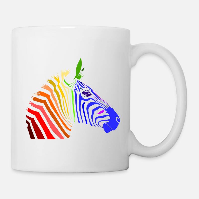 Zebra; Punk Zebra; Rainbow Zebra - Tasse - Weiß