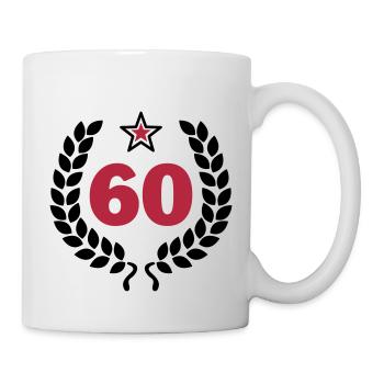 60 - Sechzig - Birthday - runder Geburtstag - Tasse - Weiß - Rechts