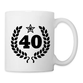 40 - Vierzig - Birthday - runder Geburtstag - Tasse - Weiß - Rechts