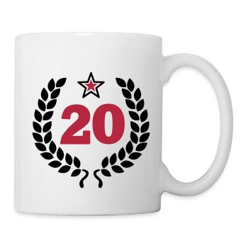 20 - Zwanzig - Birthday - runder Geburtstag - Tasse - Weiß - Rechts