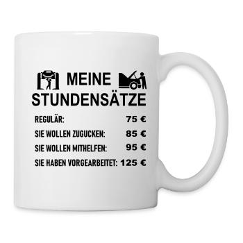 KFZ Meister Stundensätze - Tasse - Weiß - Rechts