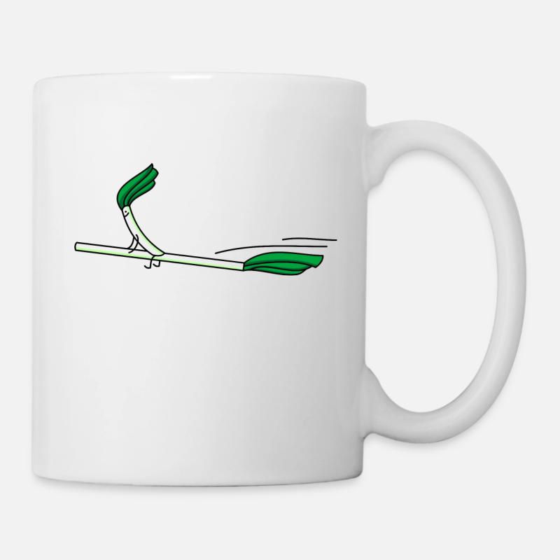 Lustiger Lauch mit Hexenbesen. - Tasse - Weiß