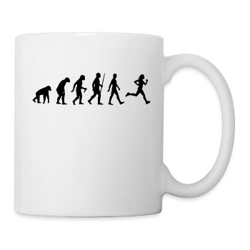 Evolution Mensch Affe Joggen Jogger Laufen Sport - Tasse - Weiß - Rechts