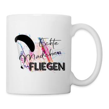 Echte Mädchen fliegen Gleitschirm Paragliding - Tasse - Weiß - Rechts