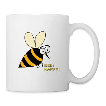 Bee happy! Biene - Tasse - Weiß - Rechts