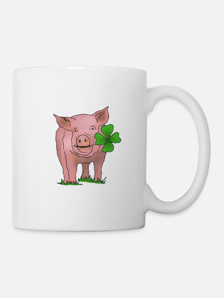 Glücksschwein - Tasse - Weiß