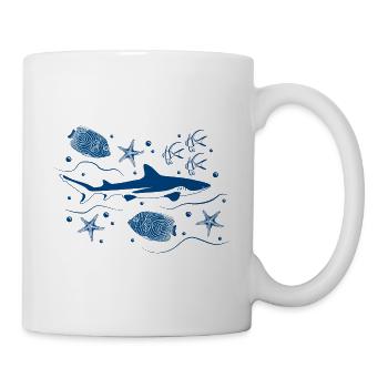 Shark in the deep sea * Classic Blue - Mug - white - Right