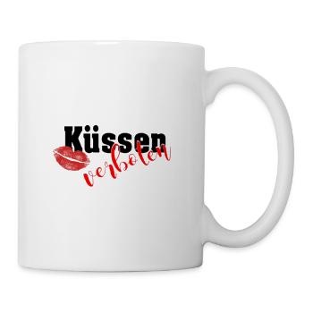 Küssen verboten - Kussmund - Mundschutz - Tasse - Weiß - Rechts