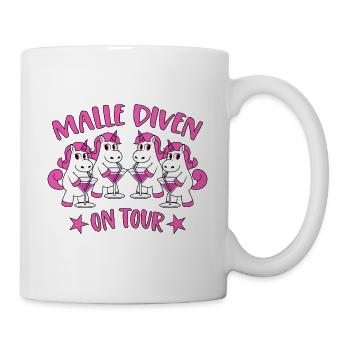 Malle Diven On Tour Mallorca Sprüche Einhorn Party - Tasse - Weiß - Rechts