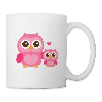 Mignon hibou maman et enfant - Mug blanc - blanc - Droite