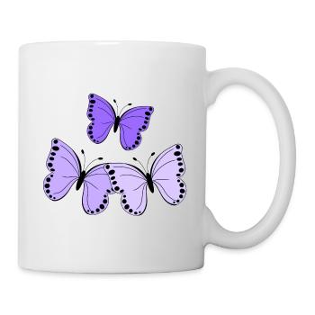 Schmetterlinge lila - Tasse - Weiß - Rechts