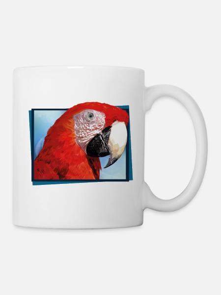 roter Ara - Tasse - Weiß