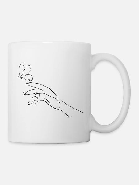 Hand Butterfly - Tasse - Weiß