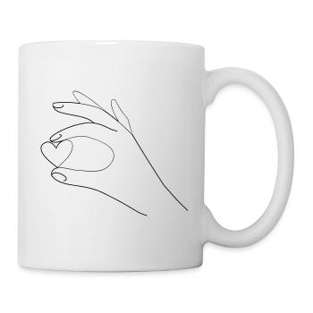 Hand holds heart - Mug - white - Right