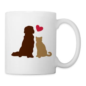 Friends forever - dog and cat - heart gift - Mug - white - Right