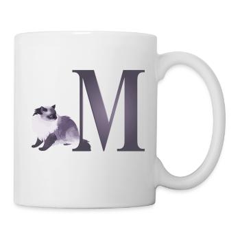 Letter M with curious cat - Mug - white - Right