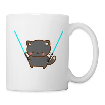 Chat mignon avec sabre laser bleu - Mug blanc - blanc - Droite