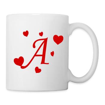Buchstabe A mit Herzen - Tasse - Weiß - Rechts