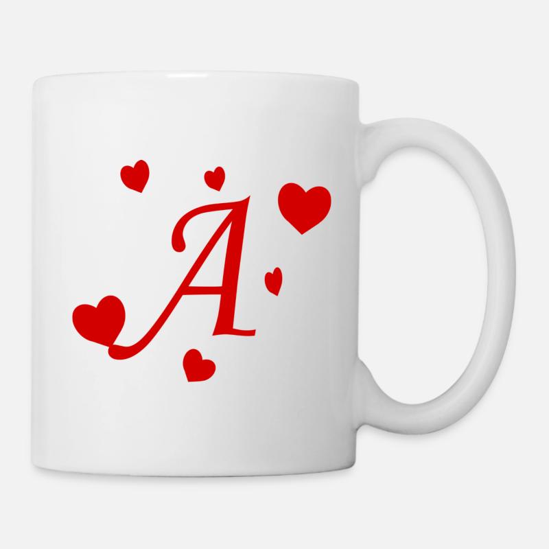 Lettre A avec des coeurs - Mug blanc - blanc