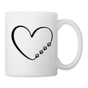 Hund Katze Pfoten Herz Valentinstag - Tasse - Weiß - Rechts
