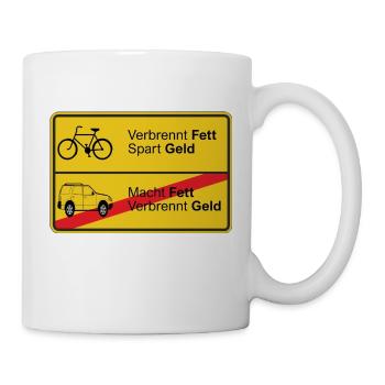 Fahrrad gegen Auto - Tasse - Weiß - Rechts