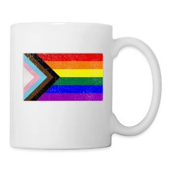 Distressed Progress LGBTQ Pride Flagge - Tasse - Weiß - Rechts
