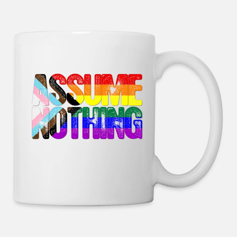Assume Nothing LGBTQ Progress Pride Flag - Mug - white