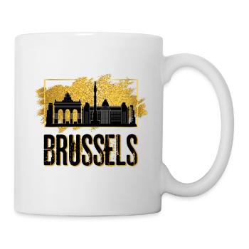 Brussels Brüssel Belgien Stadt Skyline Gold - Tasse - Weiß - Rechts