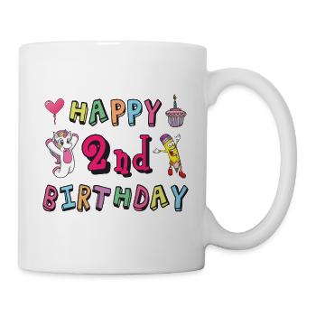 Happy 2nd birthday. 2 years childbirth - Mug - white - Right