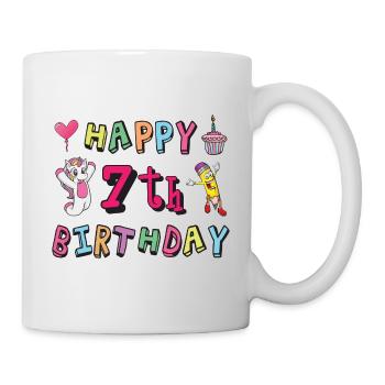 Happy 7th birthday. 7 years of childbirth - Mug - white - Right