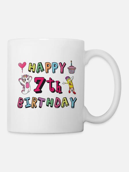 Joyeux 7e anniversaire. Naissance d’un enfant de 7 ans - Mug blanc - blanc