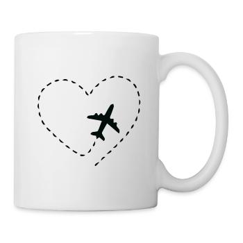 Flugzeug Pilot Herz Herzschlag - Tasse - Weiß - Rechts