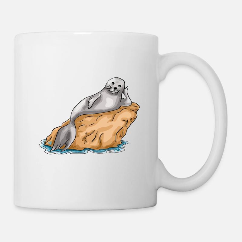 Meerverliebte Robbe | Yolo-Artwork - Tasse - Weiß