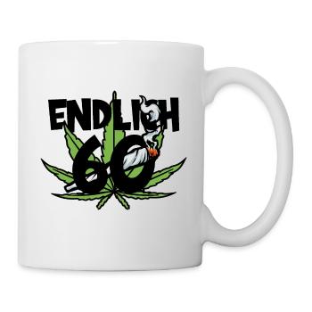 ENDLICH 60. GEBURTSTAG KIFFER CANNABIS GRAS - Tasse - Weiß - Rechts