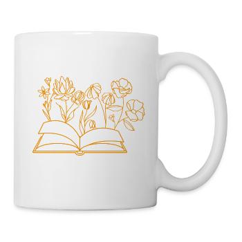 Book with flowers, reading, hobby, bookworm, flowers - Mug - white - Right
