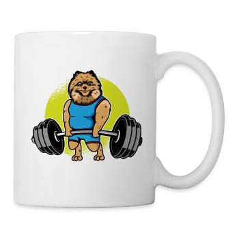 Pomeranian Weightlifting I Funny Deadlift Fitness - Tasse - Weiß - Rechts