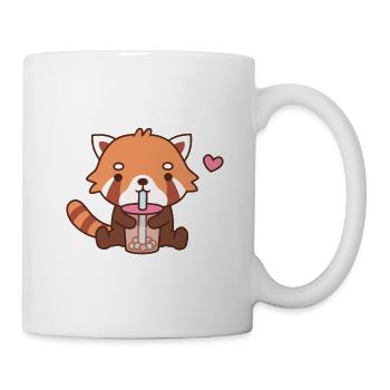 Cute Red Panda Loves Bubble Tea - Mug - white - Right