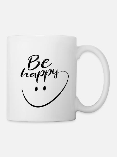 Be Happy With Hand Drawn Smile - Mug - white