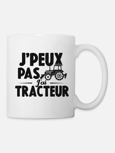 Je Peux Pas J'ai Tracteur Cadeau Agriculteur - Mug blanc - blanc
