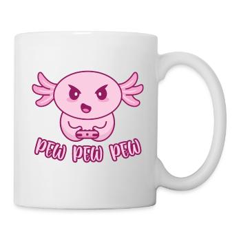 Axolotl gamer Zocker gaming zocken pew pew pew - Tasse - Weiß - Rechts