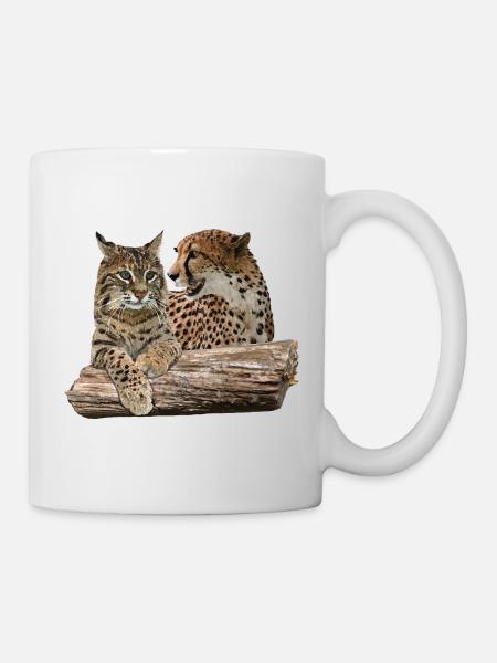 Luchs und Gepard - Tasse - Weiß