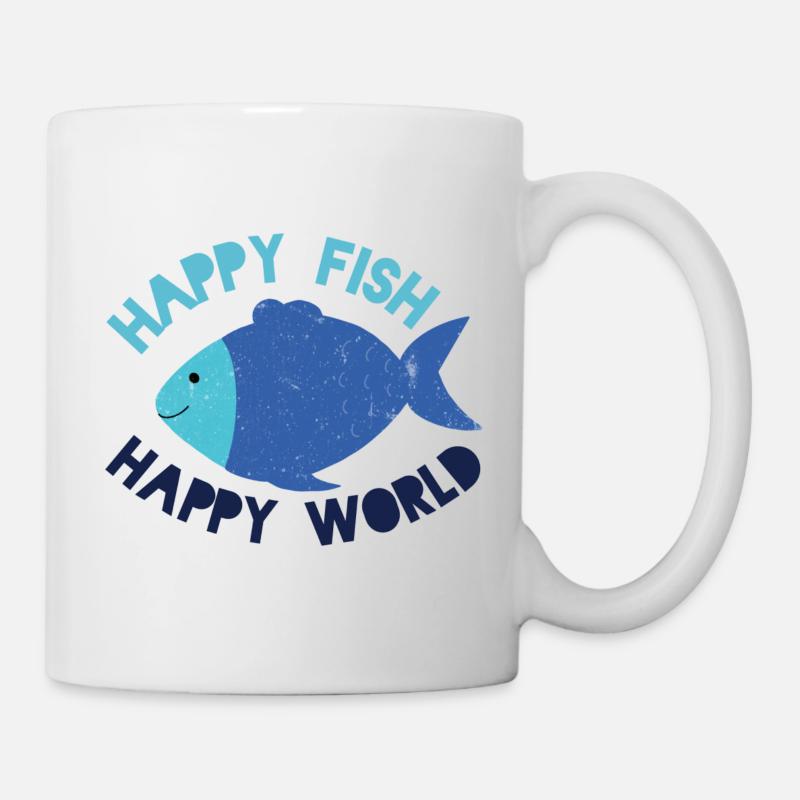Happy Fish happy world - Tasse - Weiß