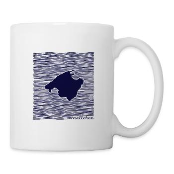 Mallorca, Spanien, Mittelmeer, Wellen, Umriss - Tasse - Weiß - Rechts