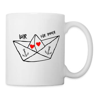 Papierschiff - Schiff - Boot Liebe Anker Wir ... - Tasse - Weiß - Rechts