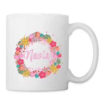 braut,blumen,blumenkranz,floral,illustration,novia - Tasse - Weiß - Rechts