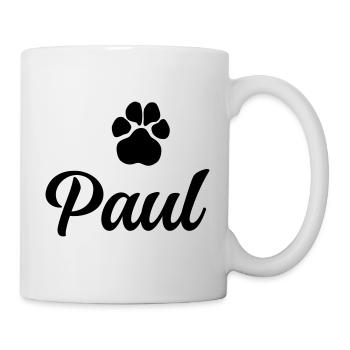 Nom du chien PAUL avec patte - Mug blanc - blanc - Droite