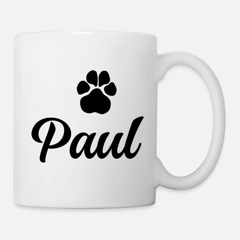 Hundename PAUL mit Pfote - Tasse - Weiß