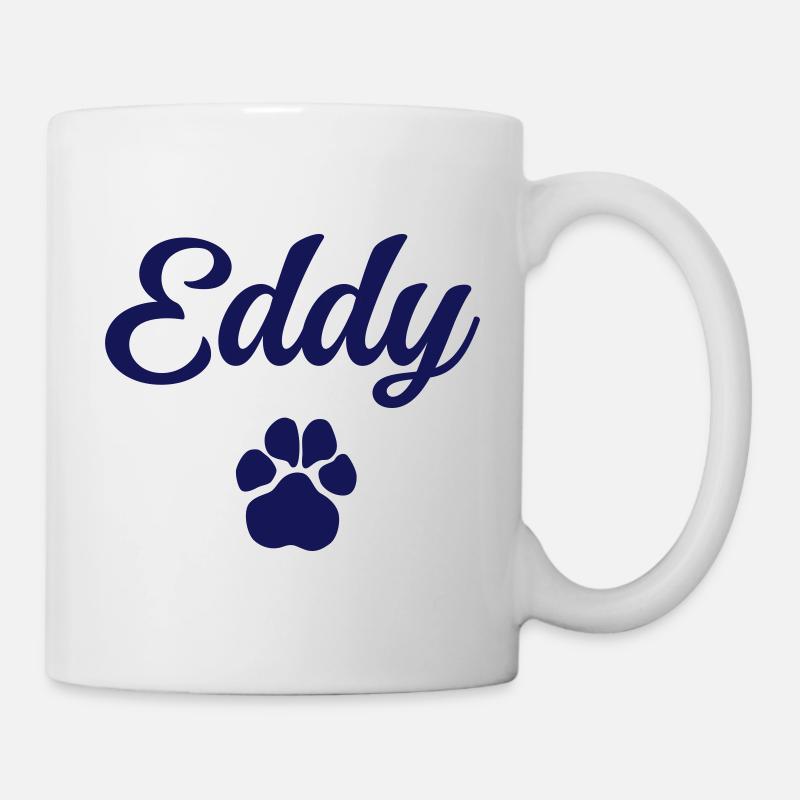 Dog name EDDY with paw - Mug - white